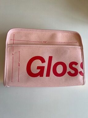 Glossier The Beauty Bag in Pink Coated Canvas with Removable Organizer